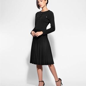 NWT - ALEEZA PARIS Pleated Wonder Skirt In Black - SMALL